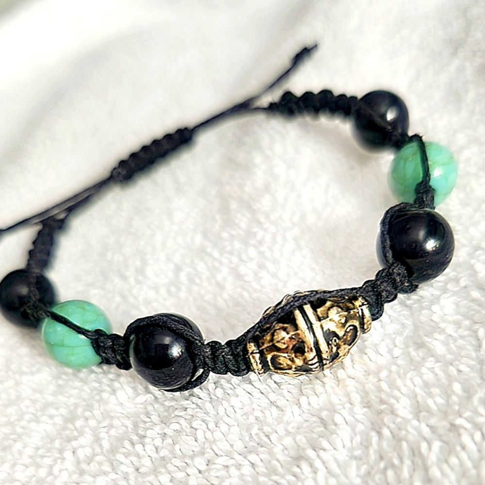 Women/Men Black Beaded Bracelet
